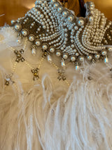 Ostrich Feather Cape with Beading
