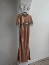 Pink Sequins Dress with Diamanté Cape (42)