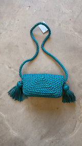 Leather Woven Tassel Bag