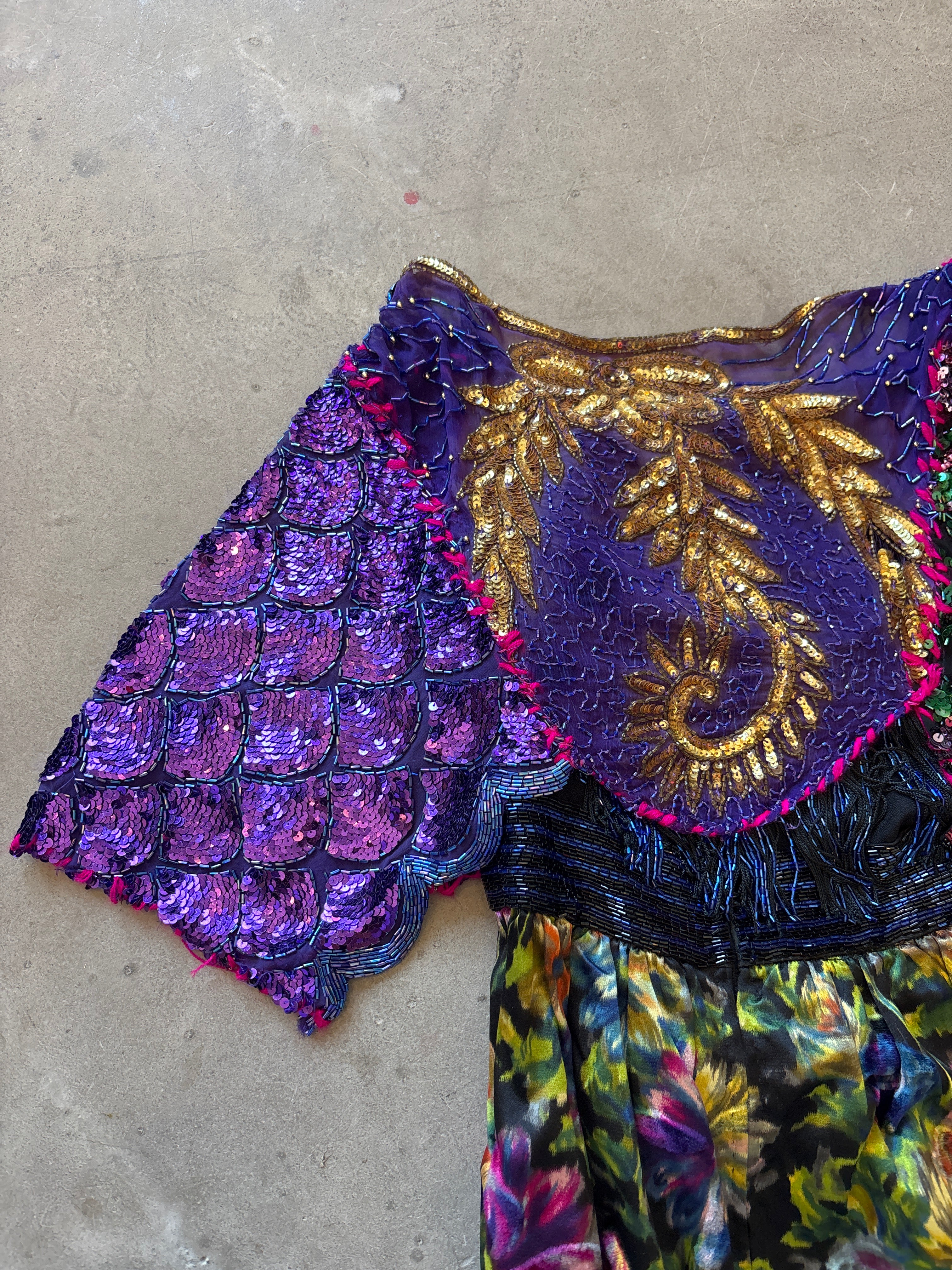 Purple & Blue Beaded Gown
