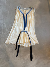 White Mini Dress with Blue Ribbon