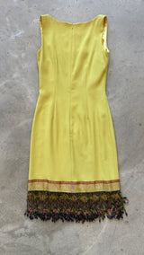 Yellow Beaded Shift Dress