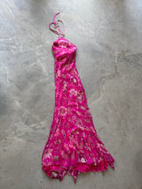 Pink Chiffon Halter Maxi Dress