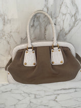Vintage Prada 2000s Brown & Cream Jacquard Logo bag