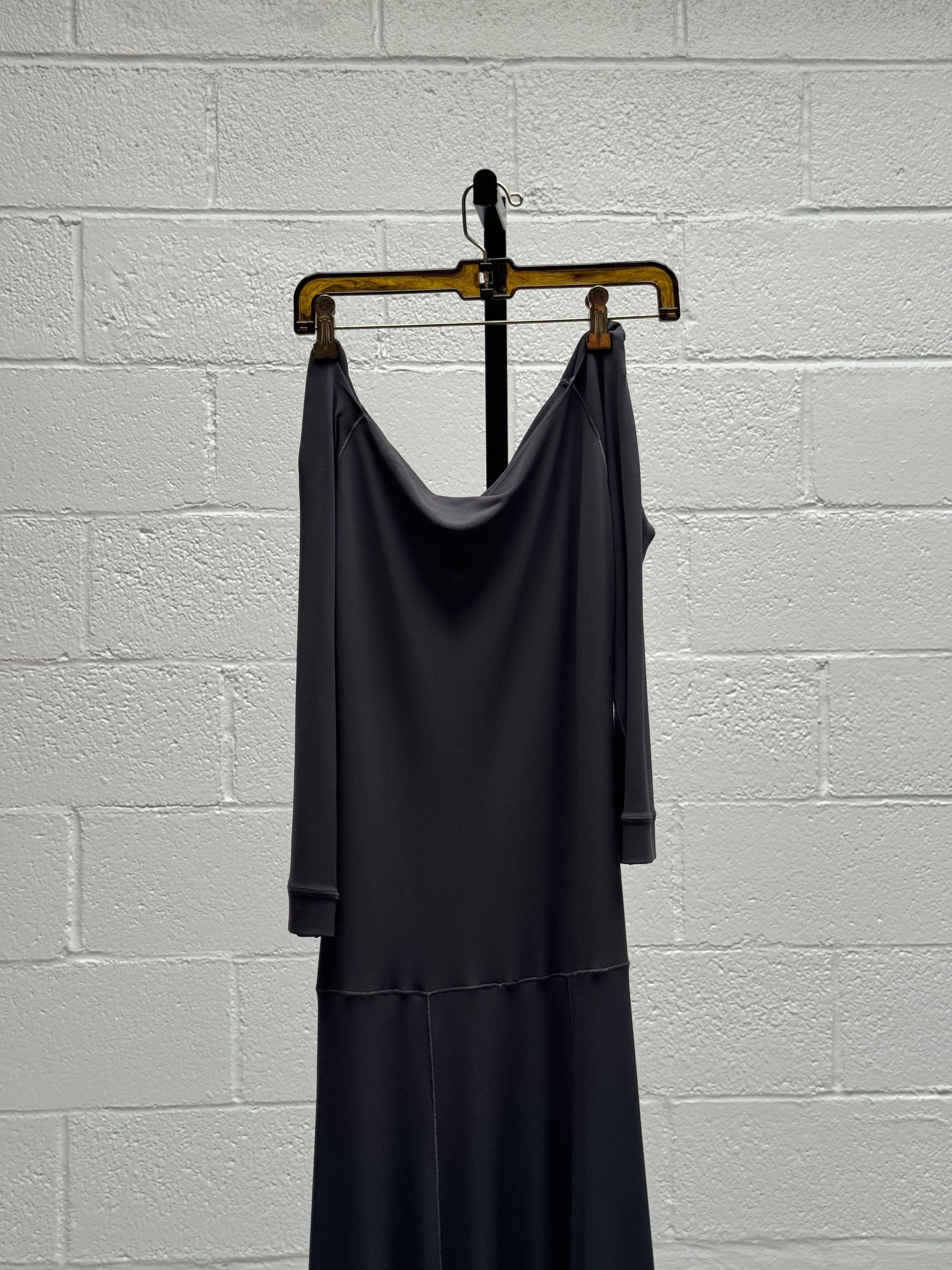 Gray Jersey Off the Shoulder Dress