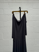 Gray Jersey Off the Shoulder Dress