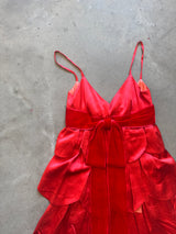 Tiered Silk and Velvet Vintage Dress