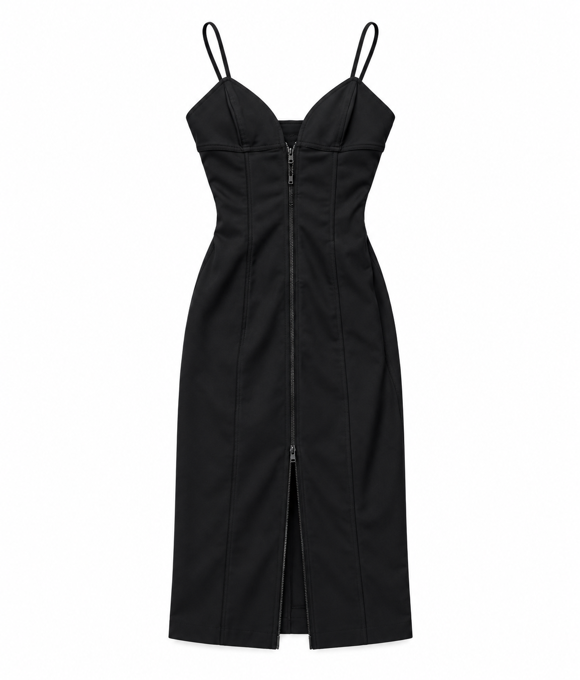 Vintage Black Body Con Dress with Zip