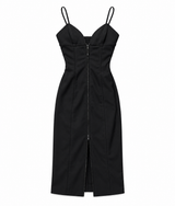 Vintage Black Body Con Dress with Zip
