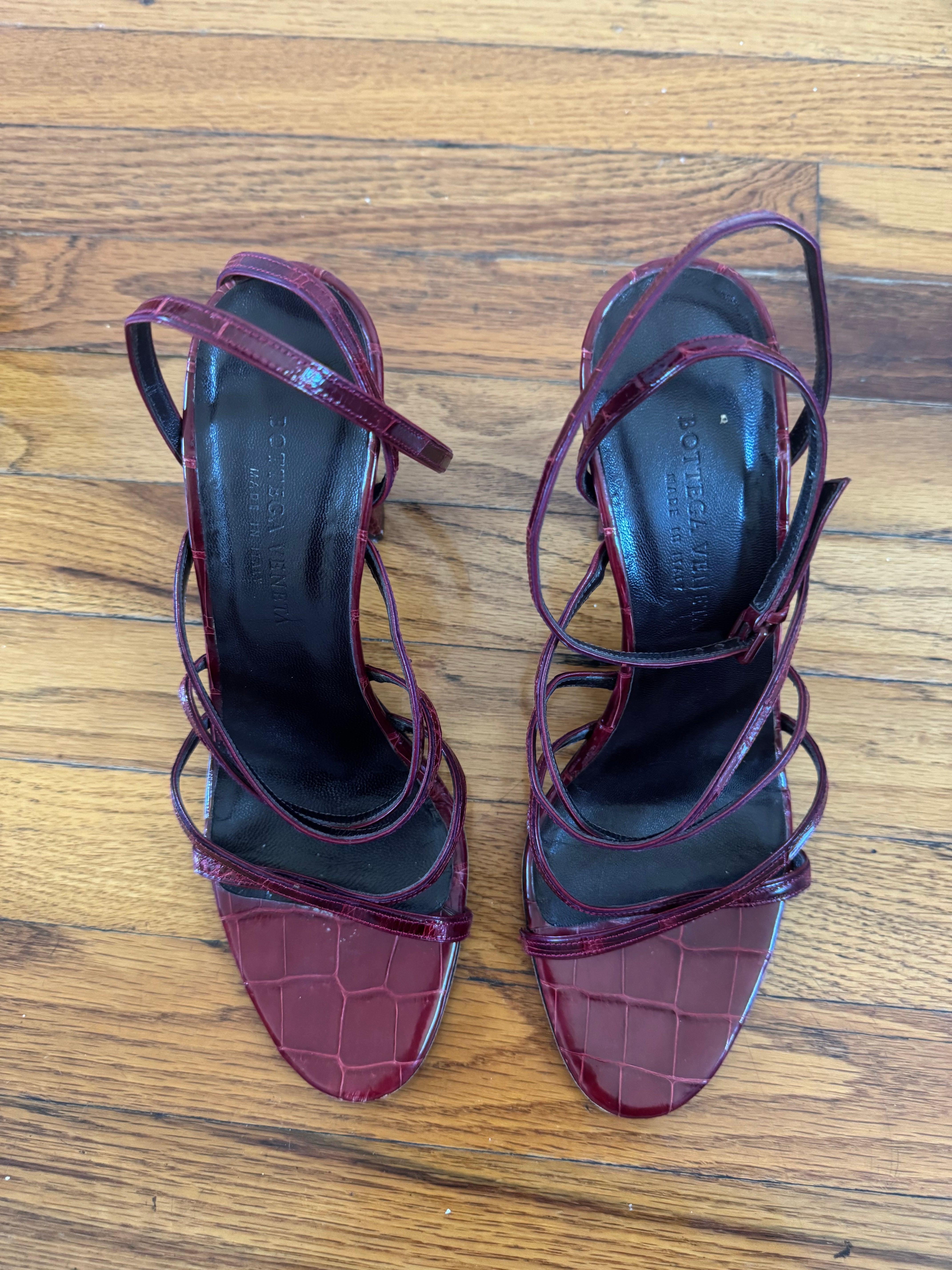 Crocodile Red Strappy Heels (37.5)