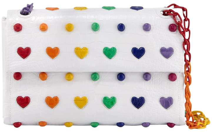 Crocodile Shoulder Bag with hearts