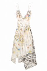 Silk Mixed Print Dress