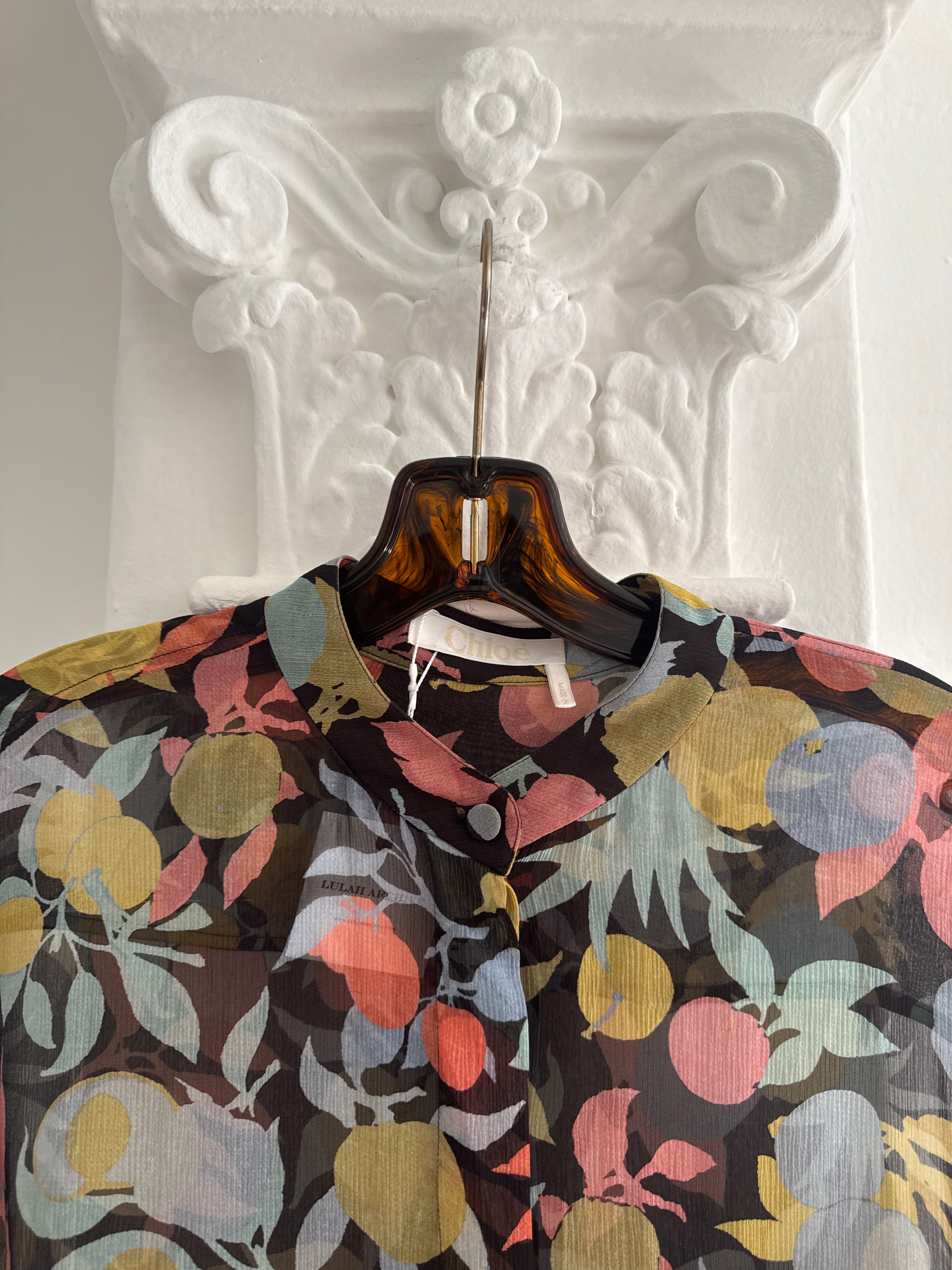 Fruit and Floral Chiffon Shirt