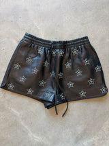 Nappa Leather and Turquoise Shorts