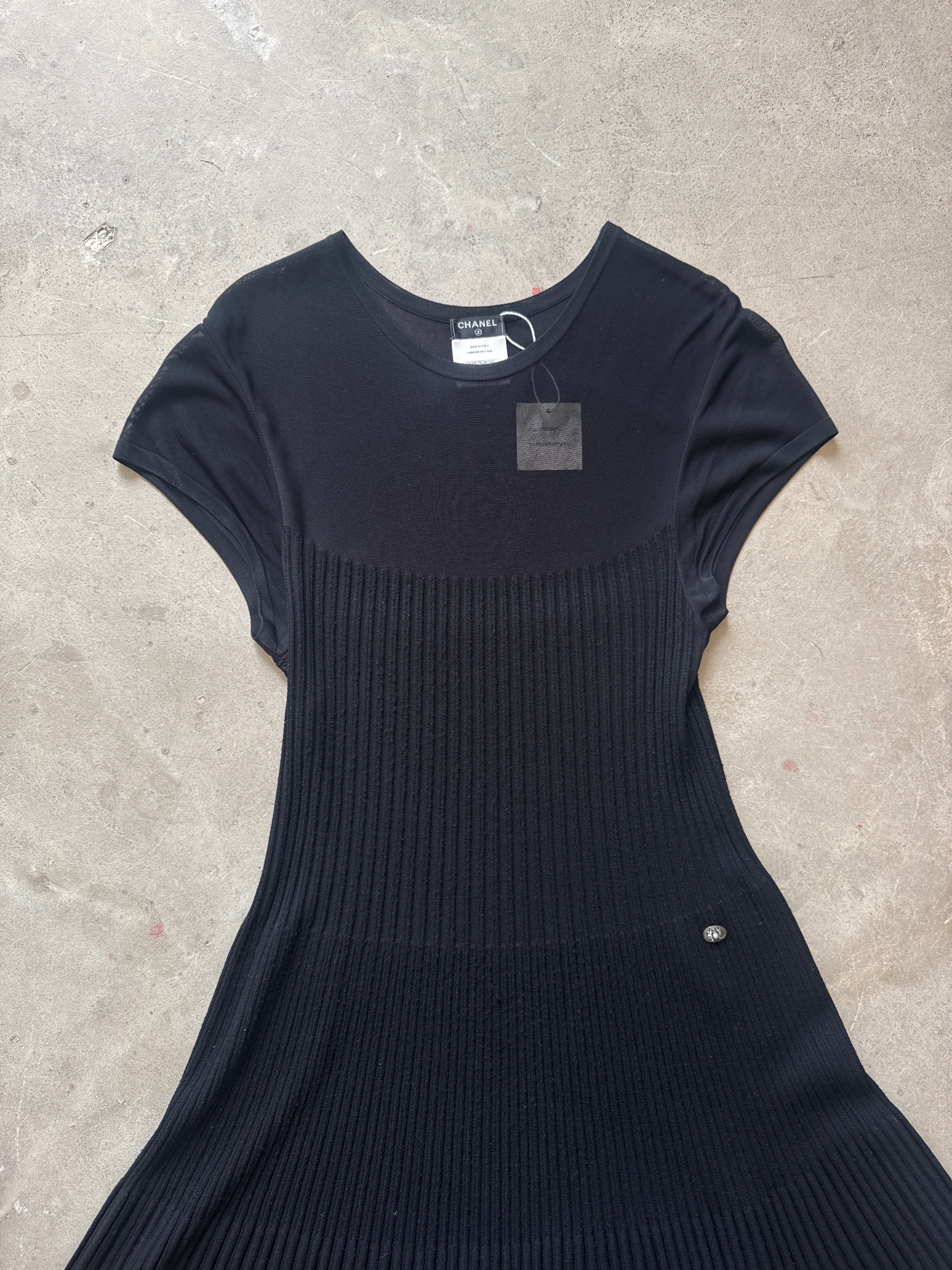 Chanel Sheer Knit Pleated Maxi Dress