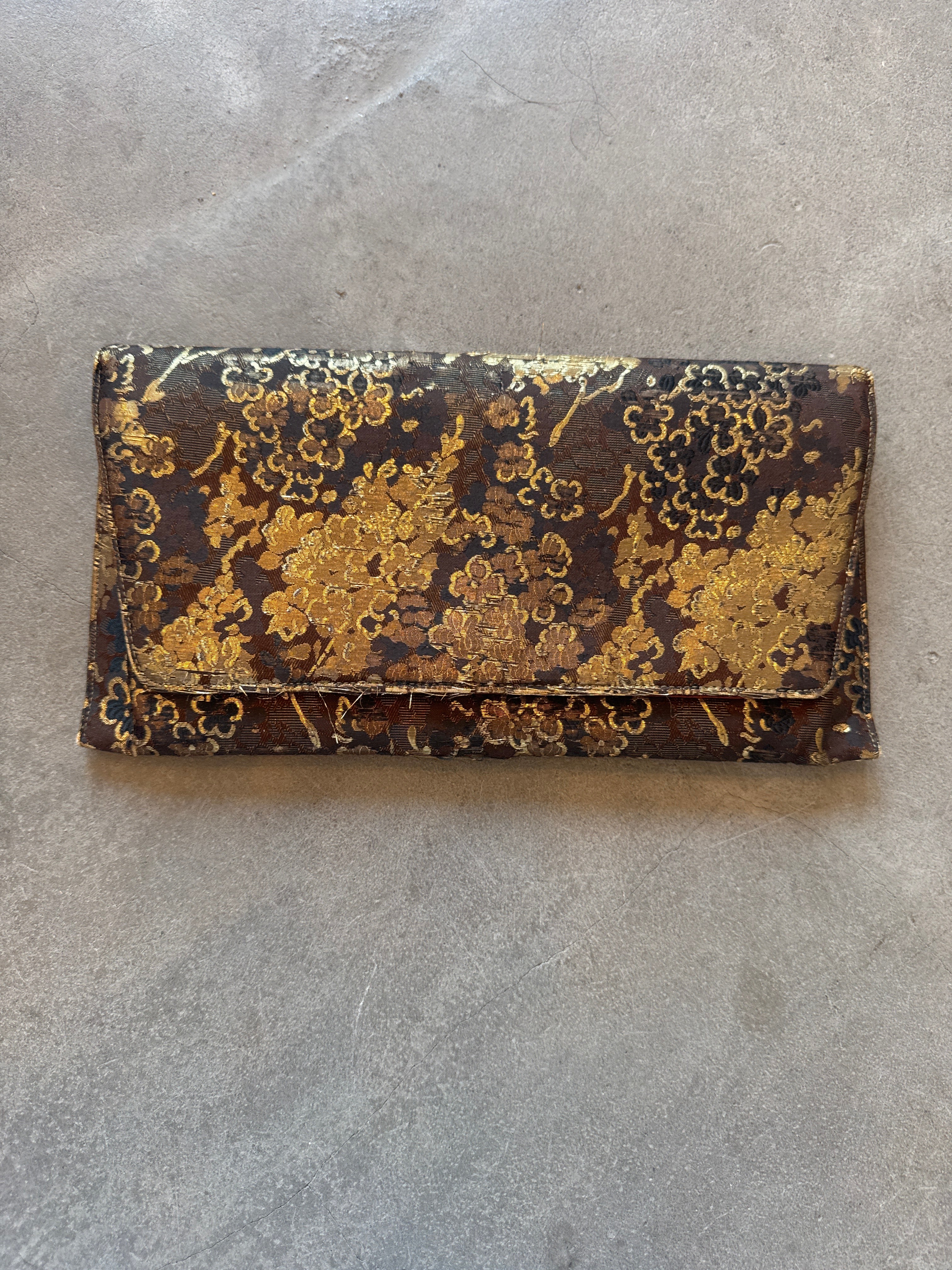 Golden Floral Clutch