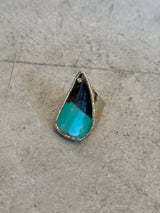 Two-Tone Chalcedony Teardrop Statement Ring