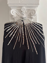 Silk Dress with Crystal Embellished Cape