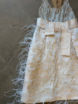 Runway Ostrich Feather and Sequin Dress