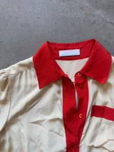Silk Cream with Red Trim Dress
