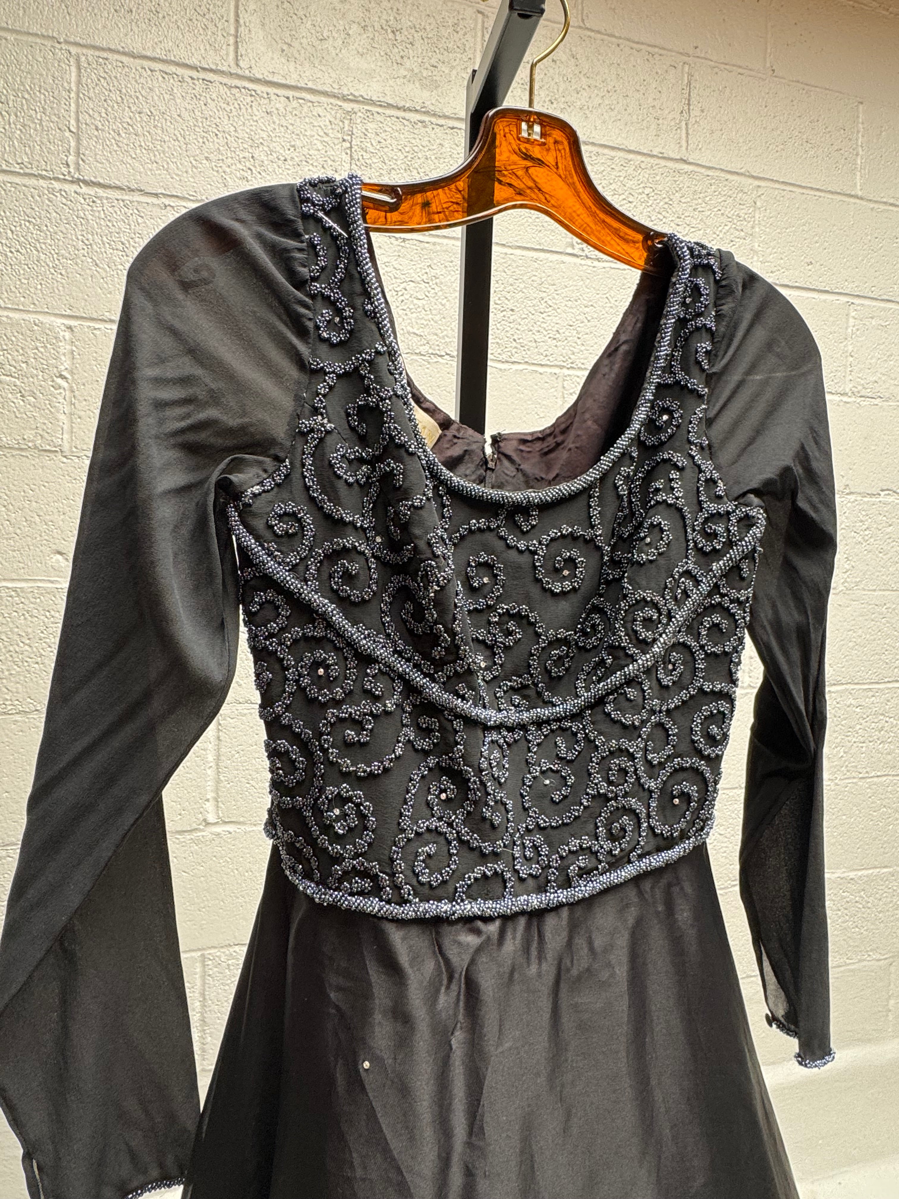 Beaded Gown with Full Silk Skirt