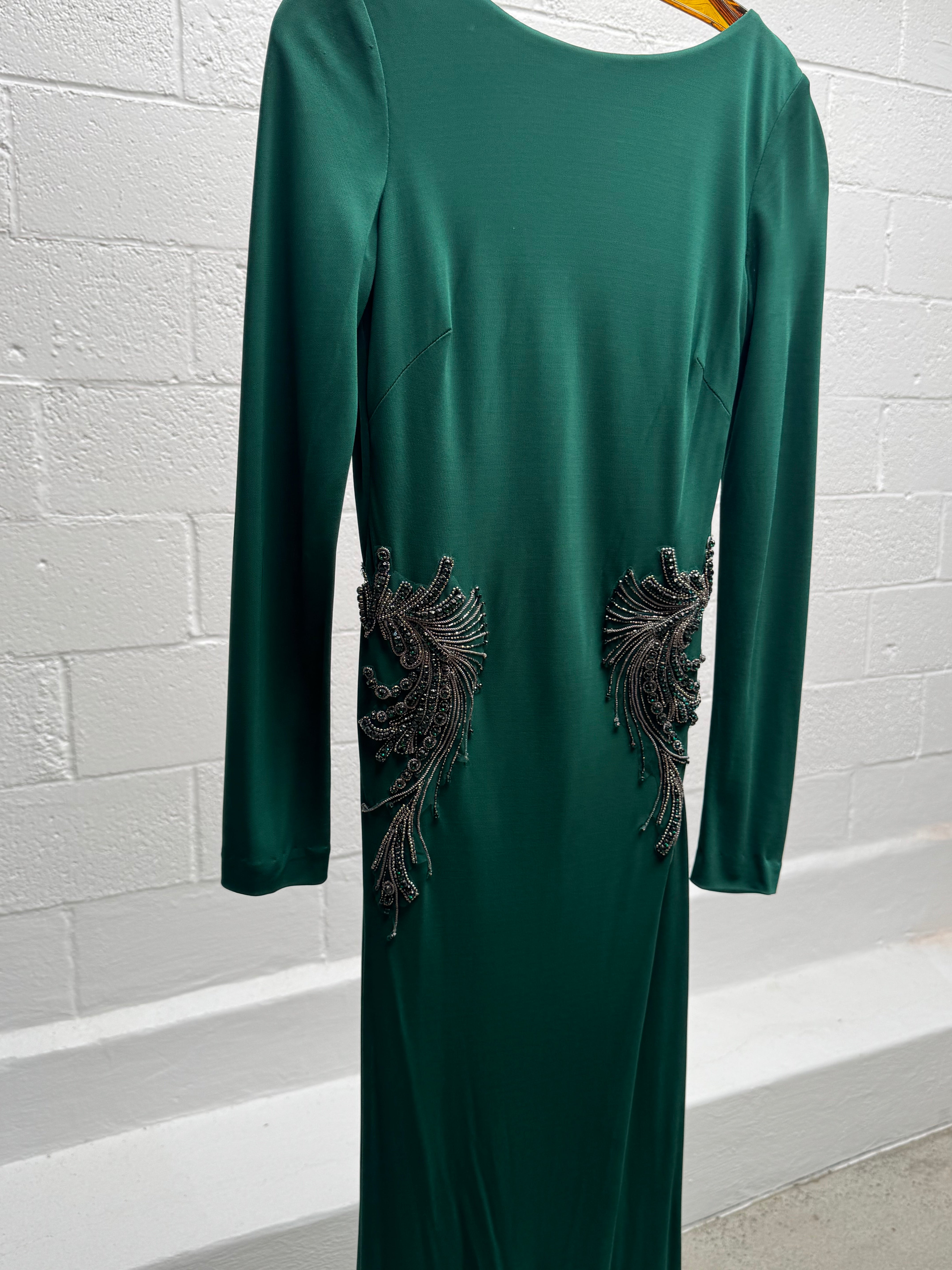 Green Gown with Embellished Sides
