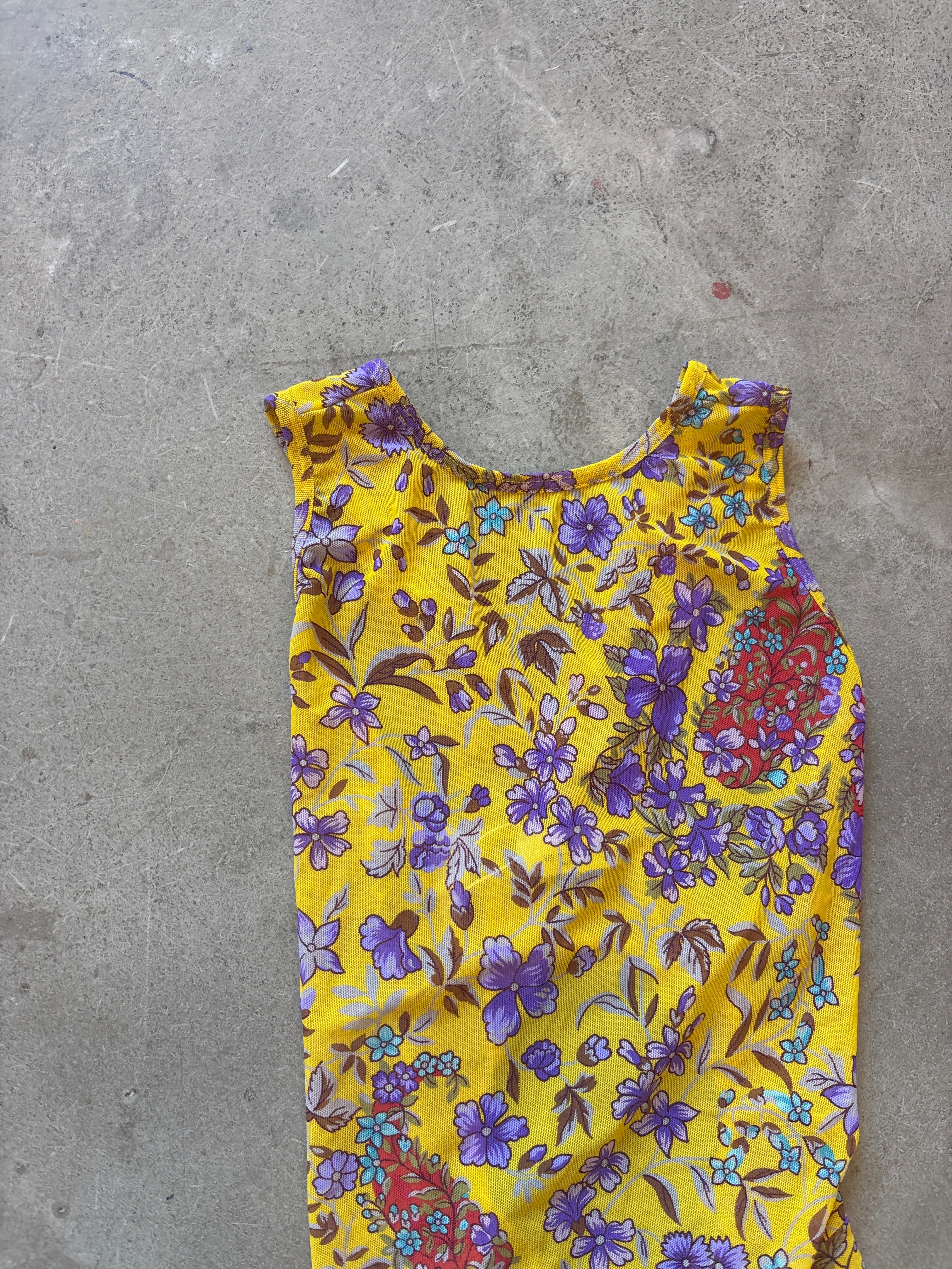 Yellow Mesh and Floral Runway Jumpsuit