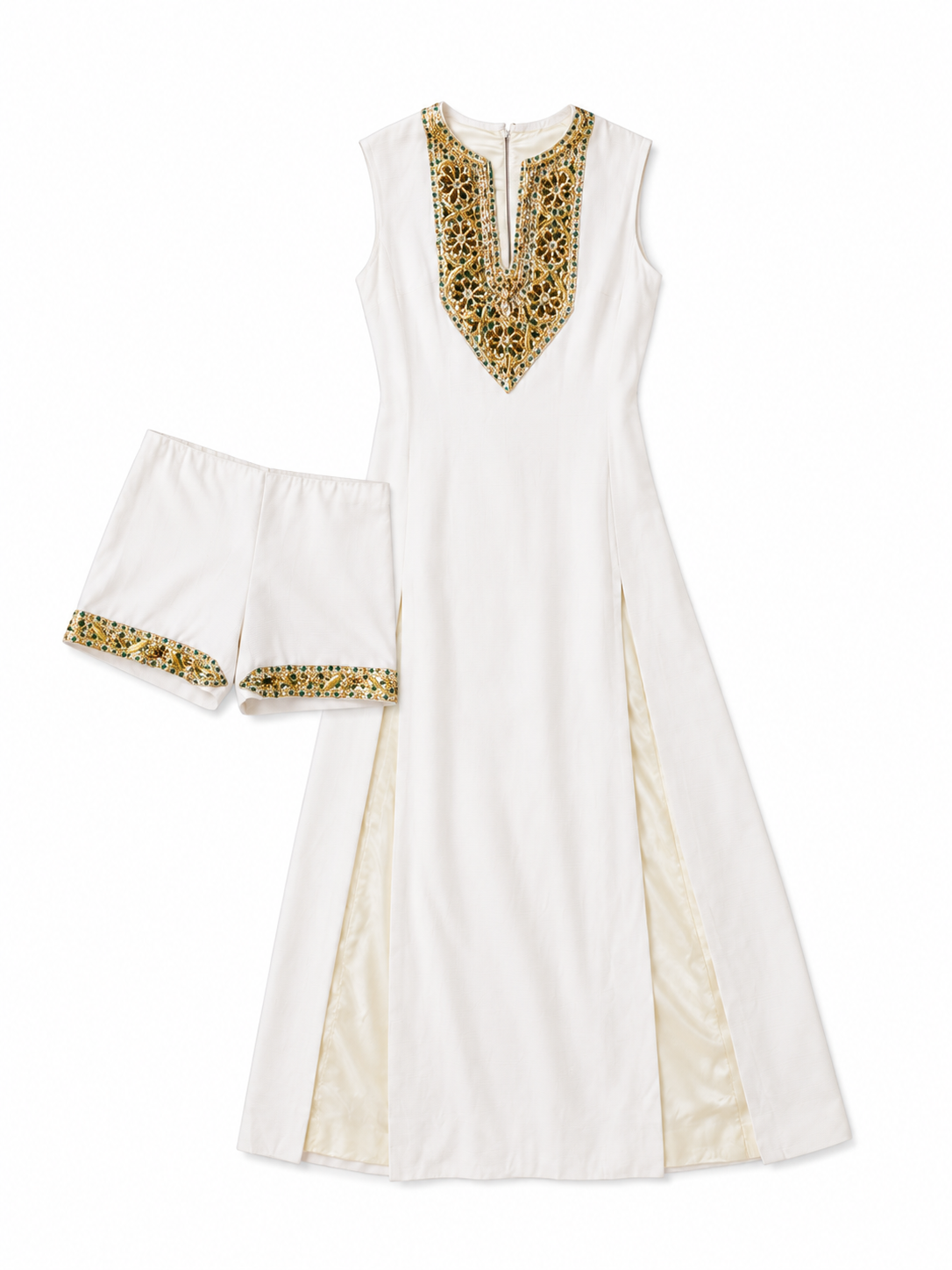 Vintage Silk & Embroidery Tunic with Short