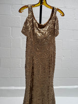 Off the Shoulder Gold Sequins Gown