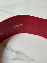 Red Embossed Wide Leather Waist Belt