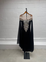 Gown with beading and chiffon Cascading Sleeves