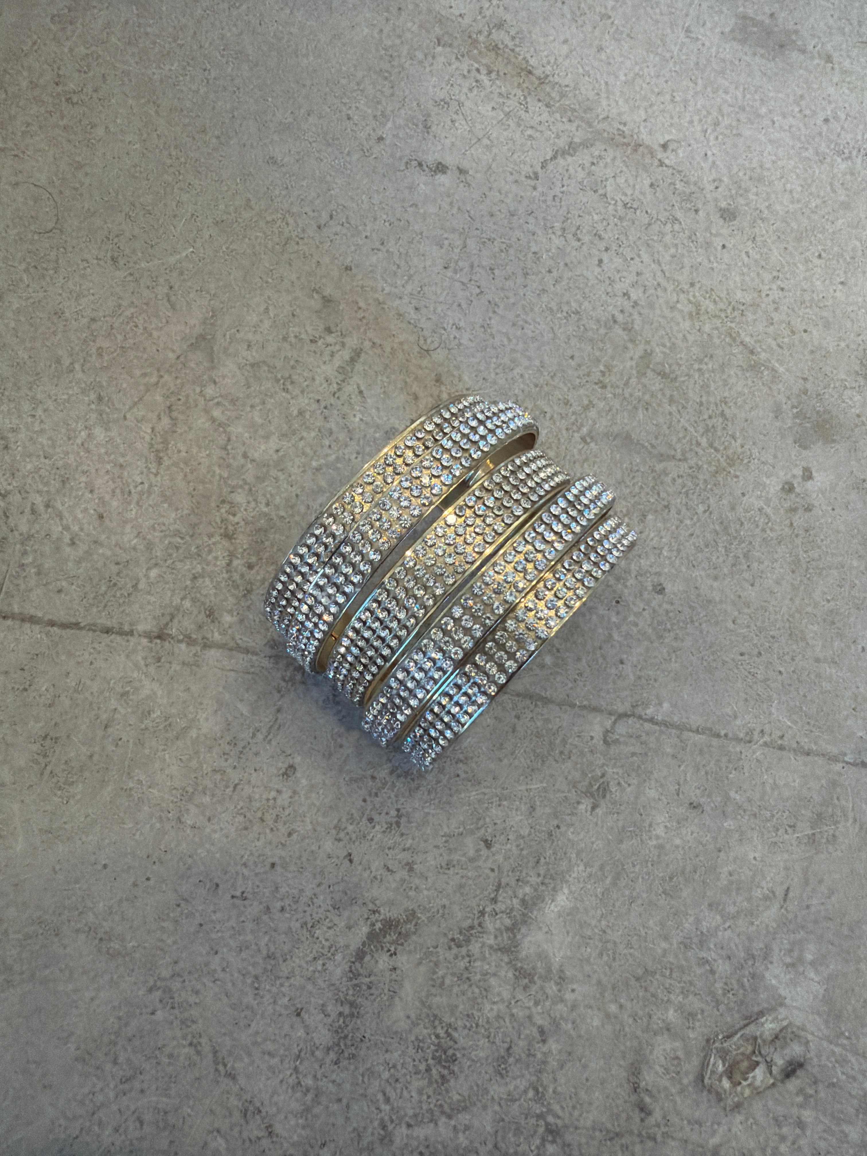 Gold Pavé Multi-Band Cuff Bracelet