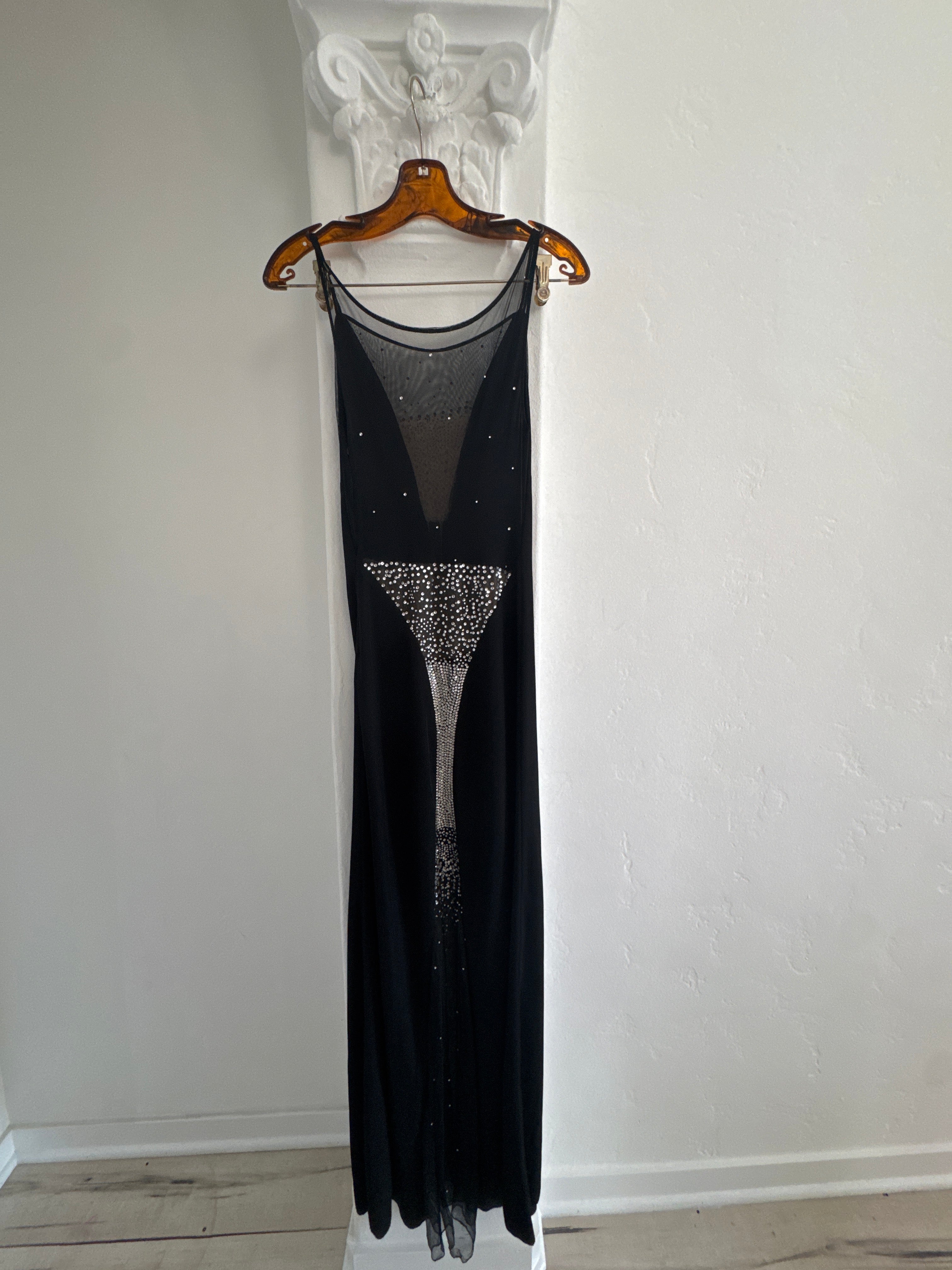 Long Gown with Mesh and rhinestones