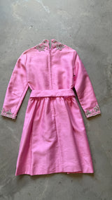 Vintage Pink Embroidered Dress