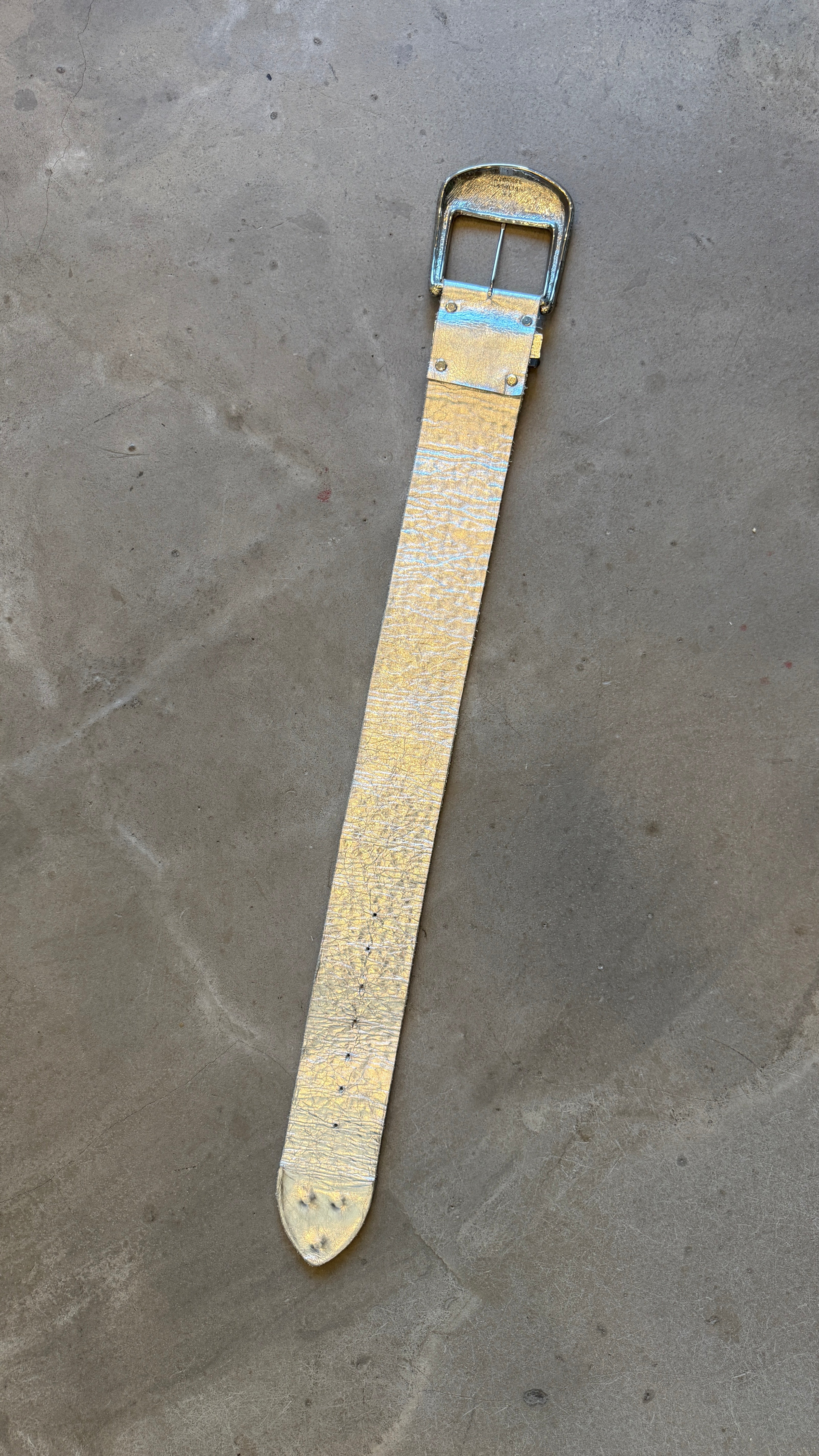 Studded Silver Leather Belt