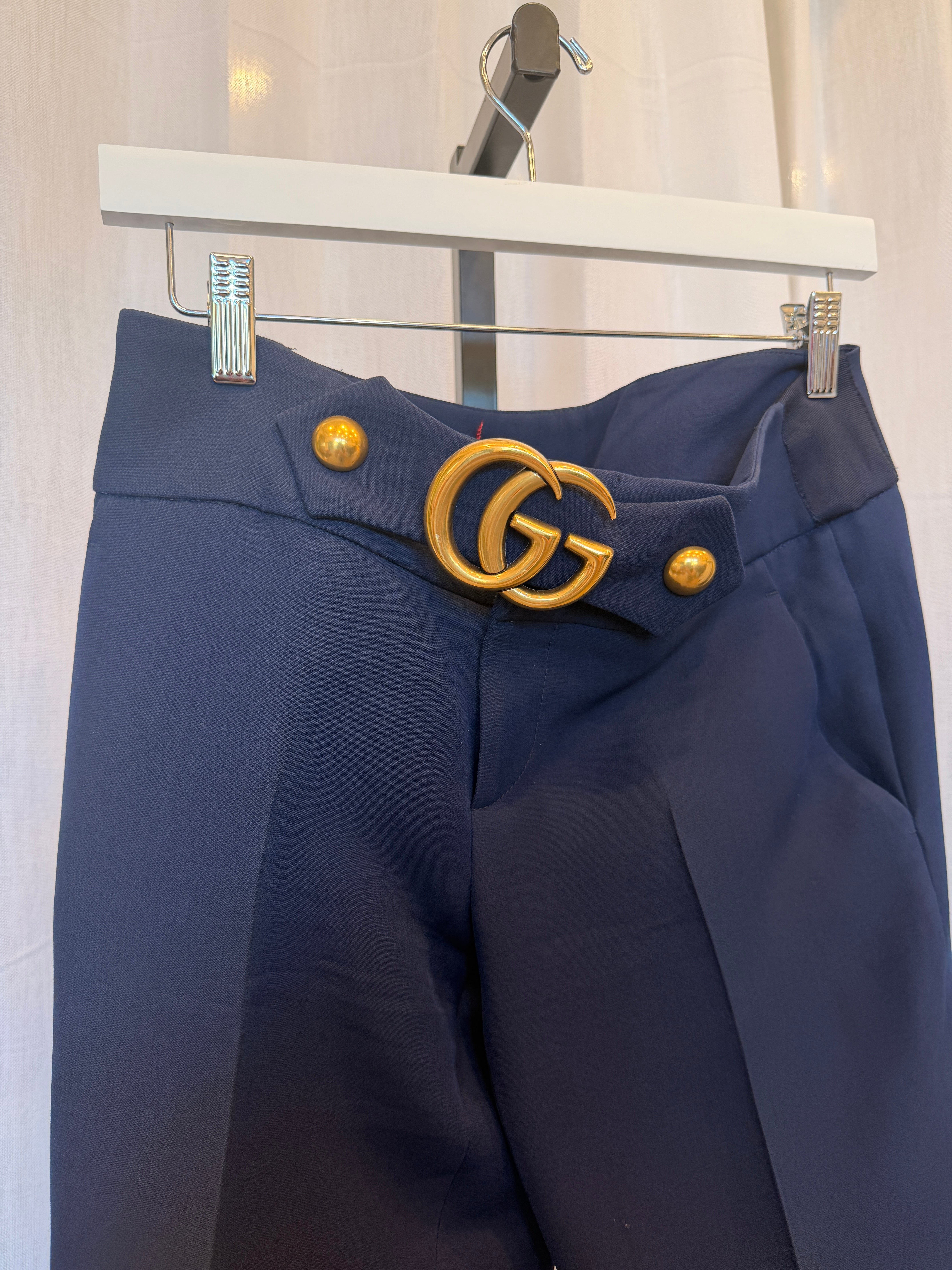 Pants with GG Buckle