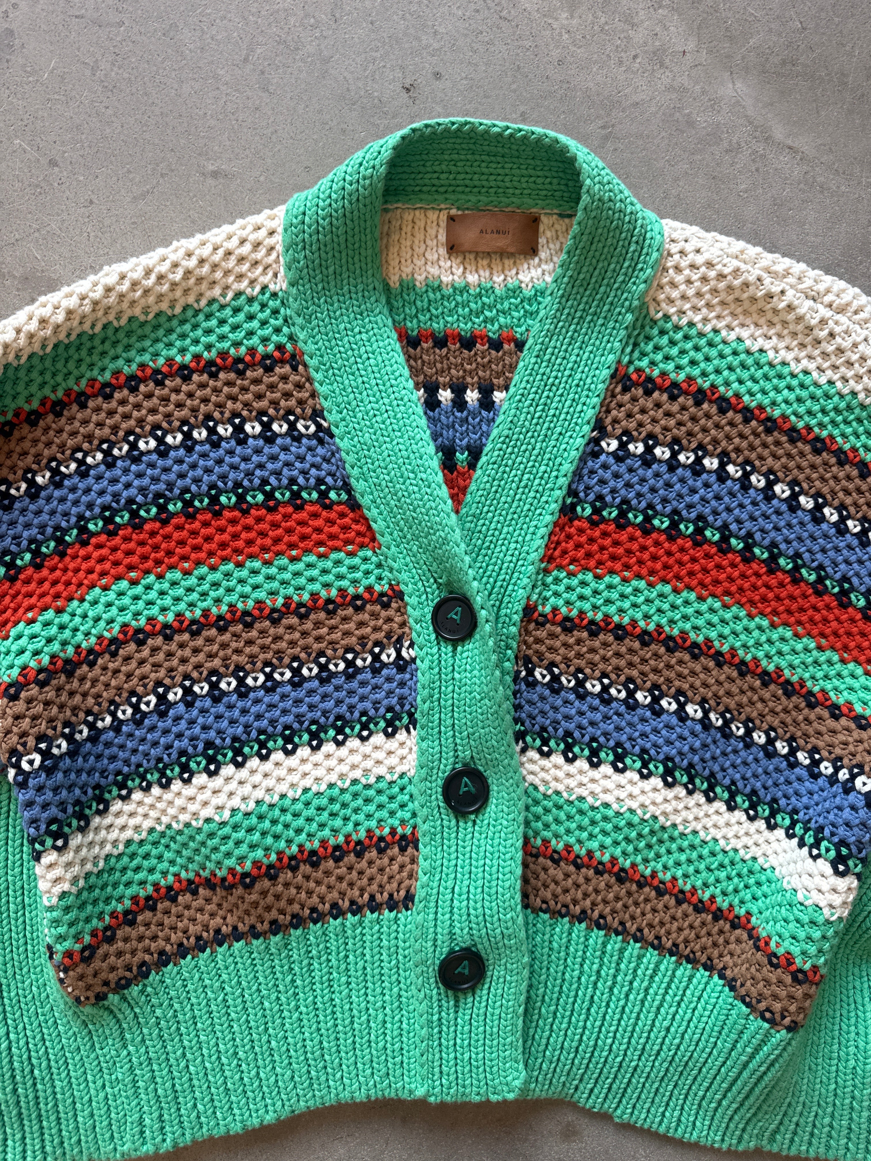 Striped Cropped Crochet  Cardigan