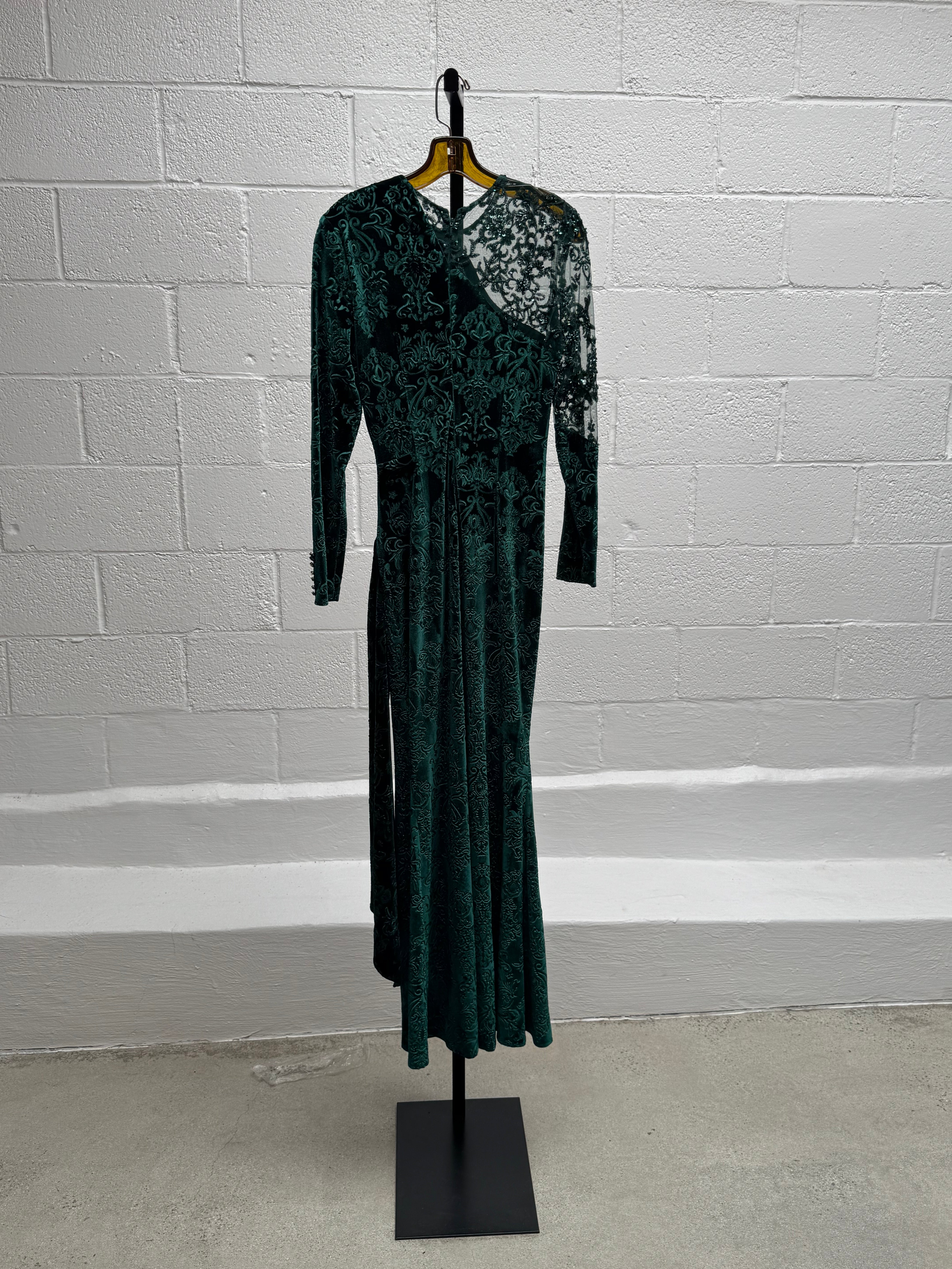 Green Velvet & Lace Gown