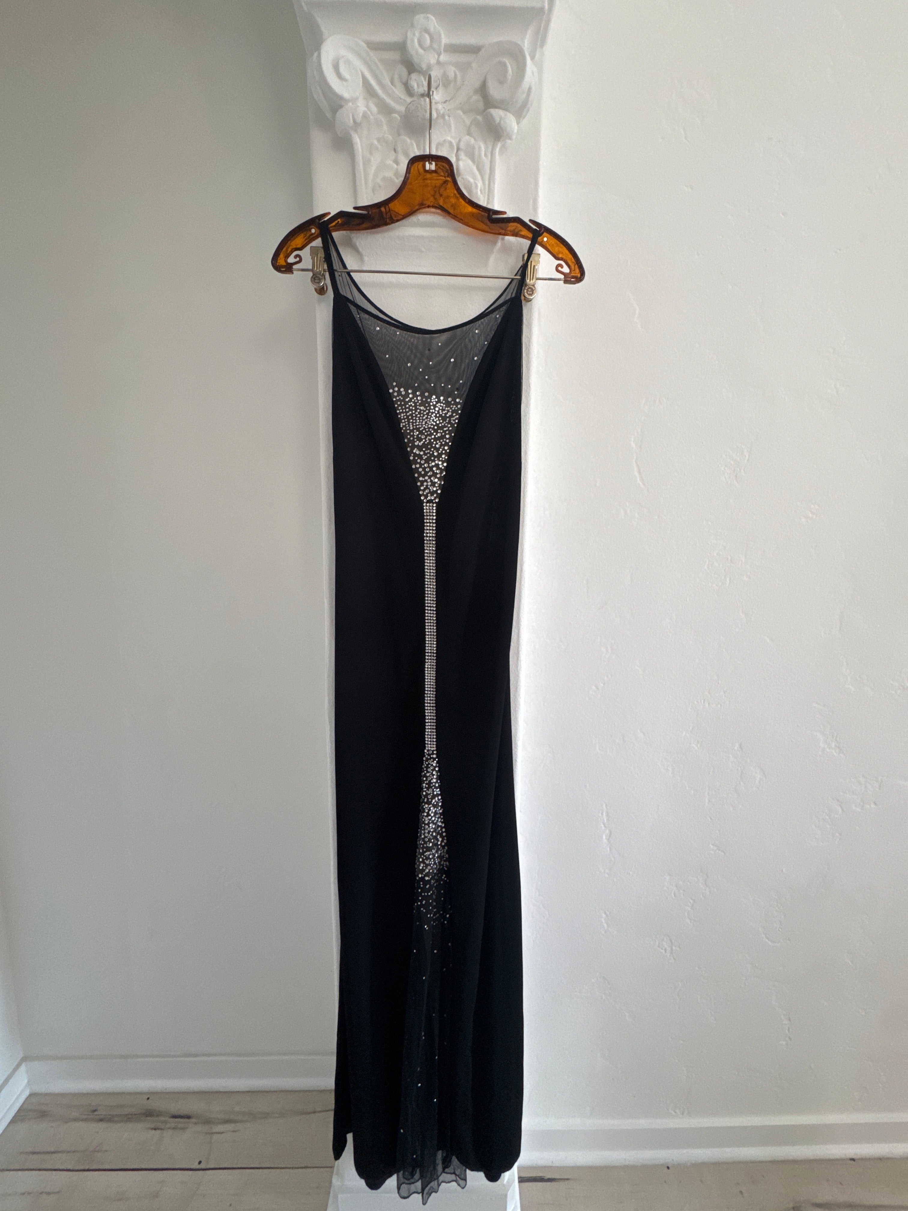 Long Gown with Mesh and rhinestones