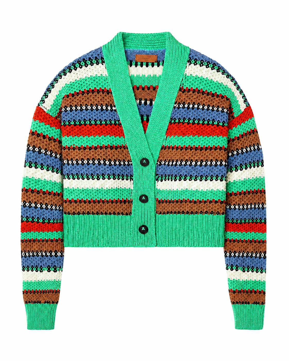 Striped Cropped Crochet  Cardigan