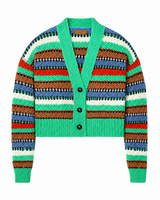 Striped Cropped Crochet  Cardigan