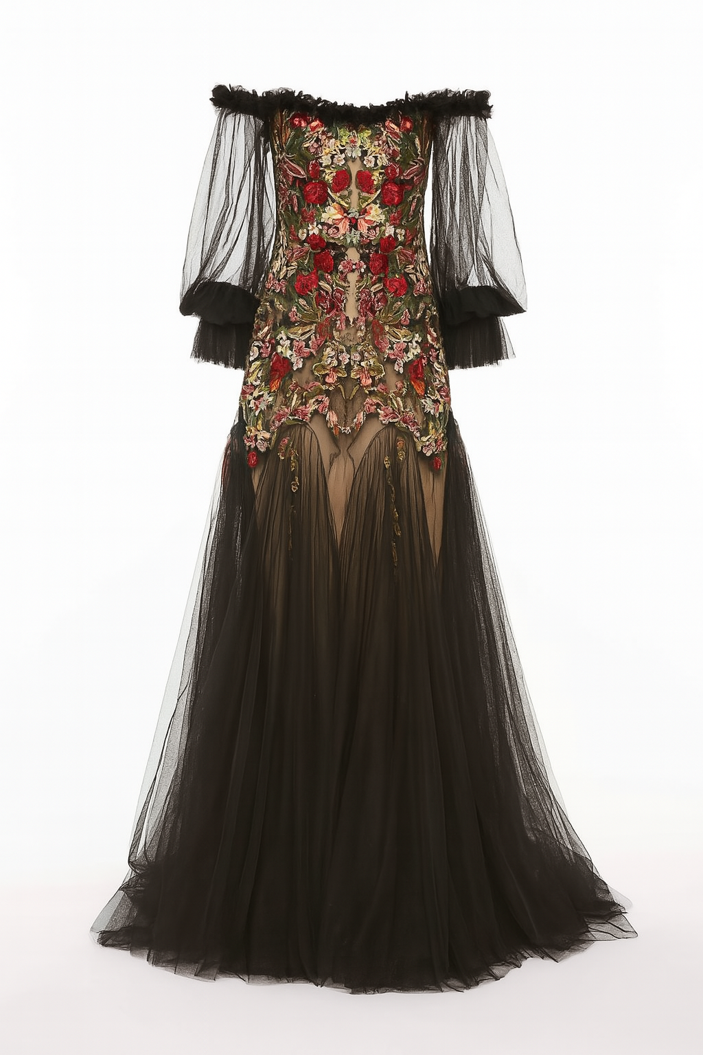 Alexander McQueen Archival 2012 Pre-Fall Embroidered Tulle Gown