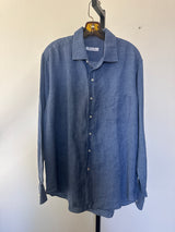 Denim Blue Linen Shirt XXL