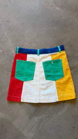 Colorblock Denim Mini Skirt