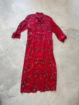 Floor Length Vintage Red Brocade Coat/Jacket