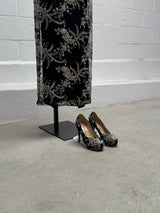 Beaded Net Gown over Black Shell