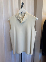 White Sleeveless top with Collar
