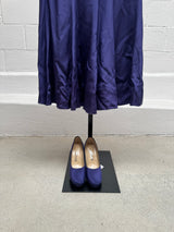 Blue Dress with Feathered Sleeves and Shoes
