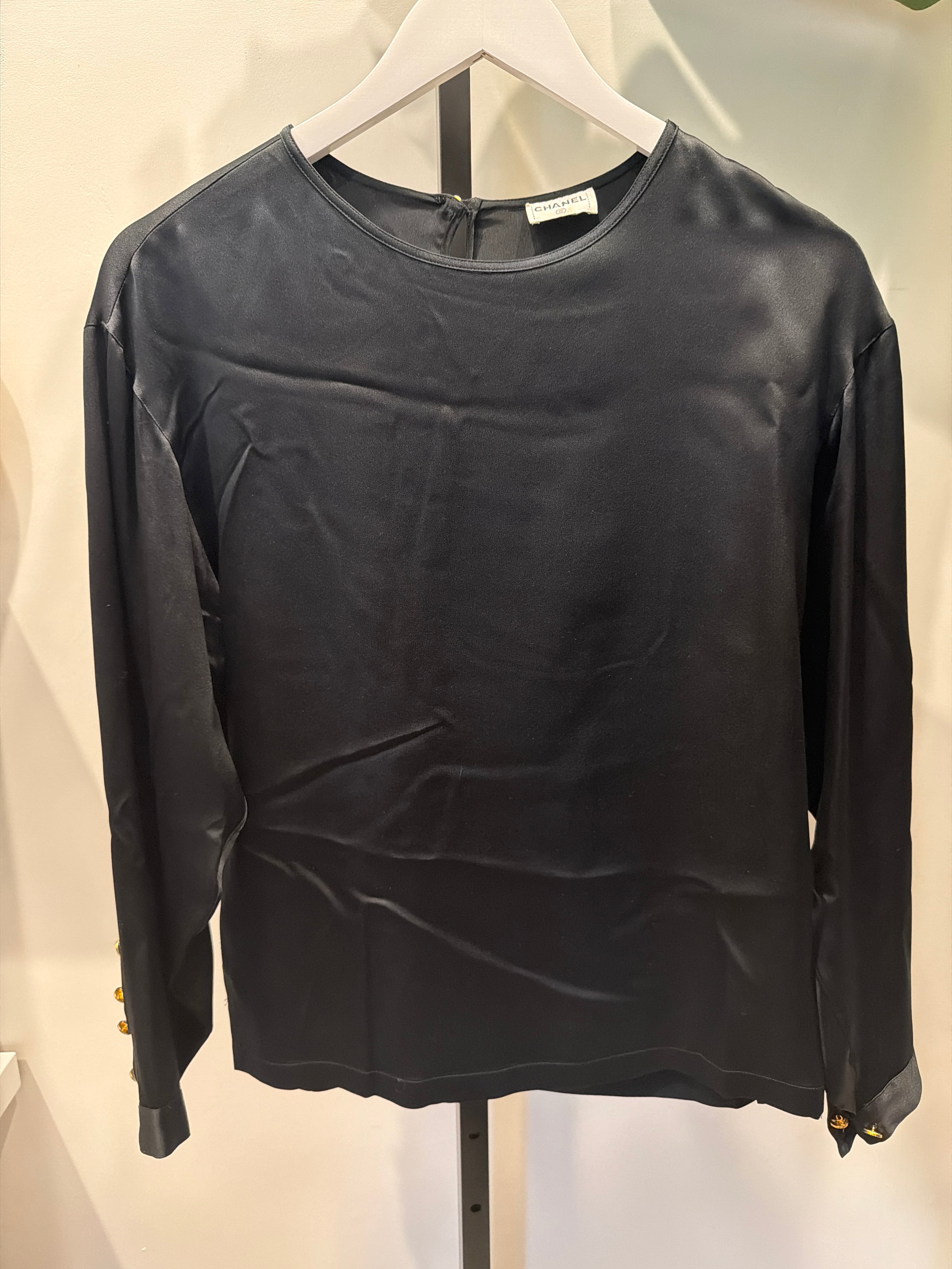 Silk Top with Gold Button Details