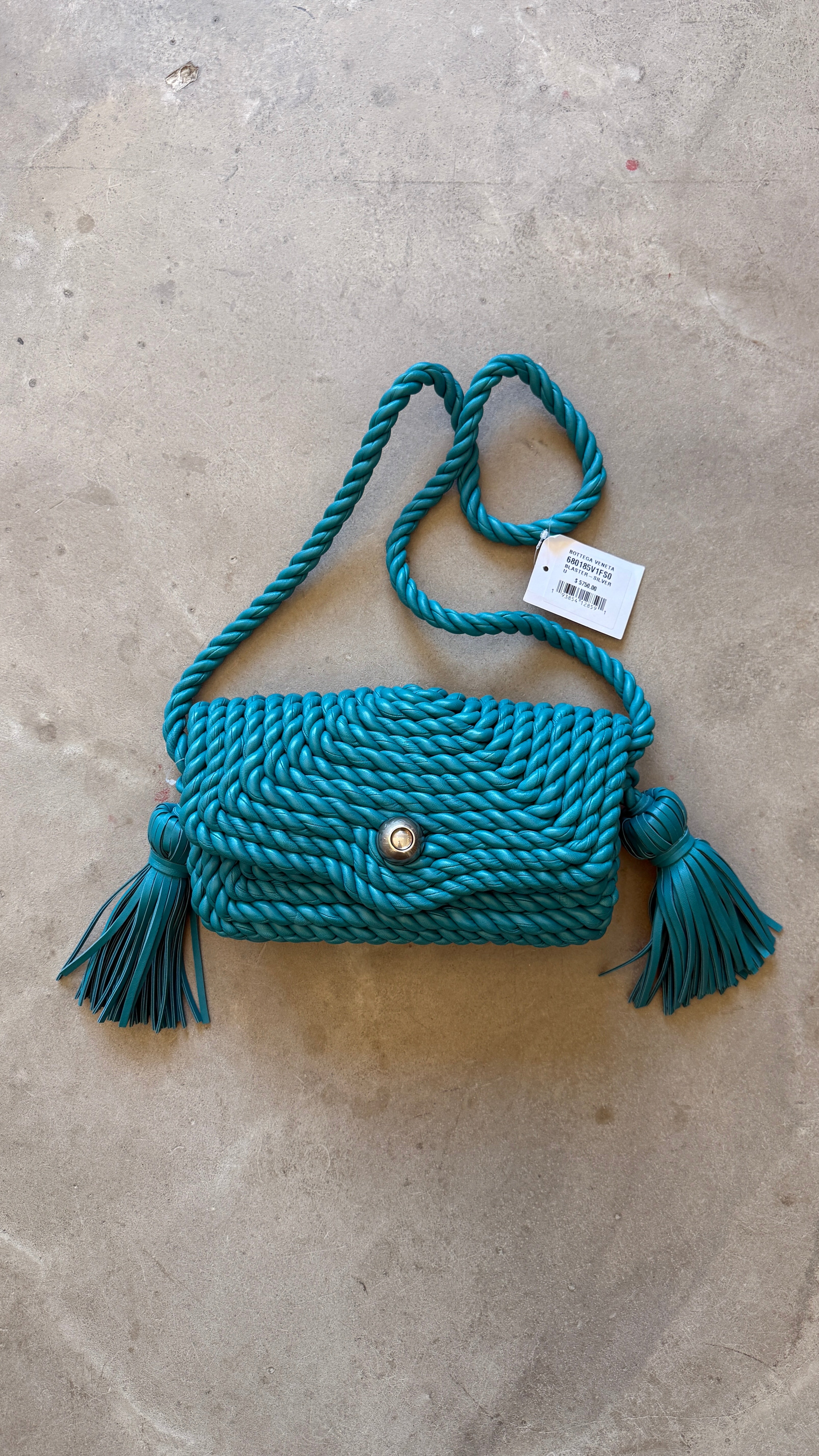 Leather Woven Tassel Bag